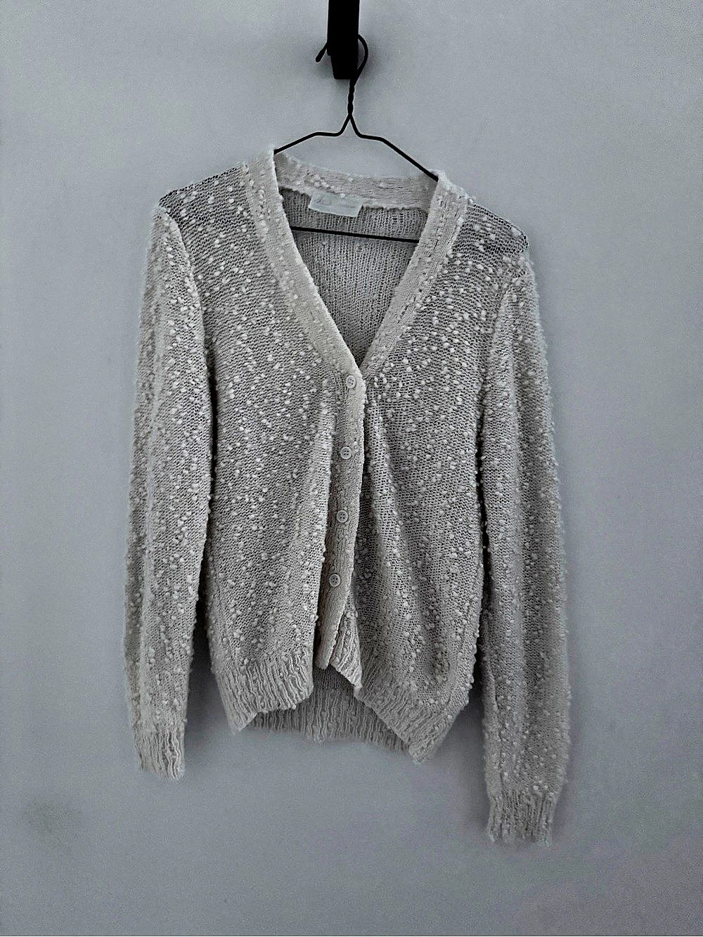 Vintage Textured Knit Cardigan in Cream
